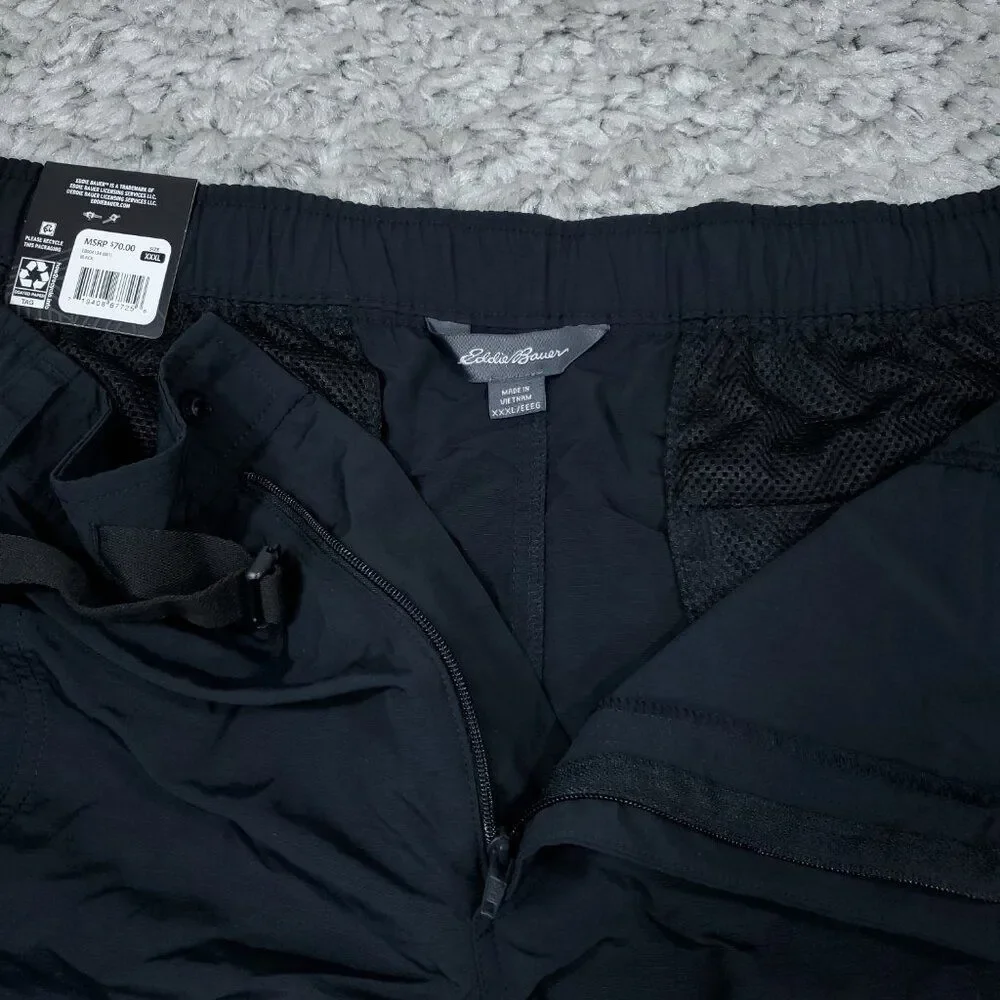 Eddie Bauer Men's Ripstop Tech Cargo Shorts UPF 50+ Black Size XXXL 3XL Belt